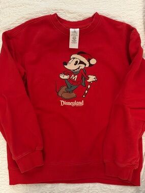 Disney Red Disneyland Mickey Holiday Crewneck Sweater
